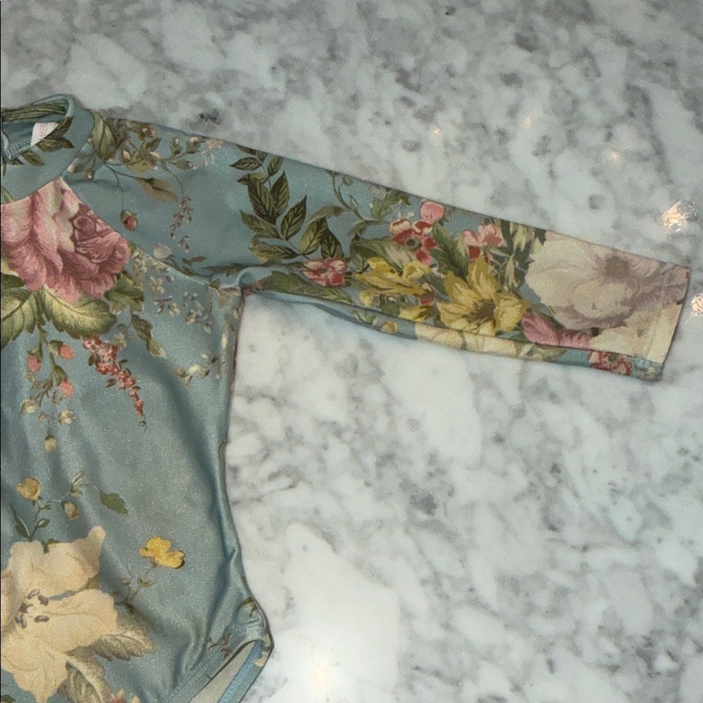 Zimmermann Floral Long Sleeve Rashguard Swim One Piece 2Y - Picture 4 of 11